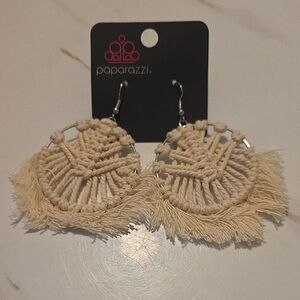 Paparazzi Beige Fringe Earrings